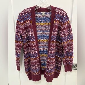 LL Bean Cotton Ragg Fair Isle Cardigan Sweater